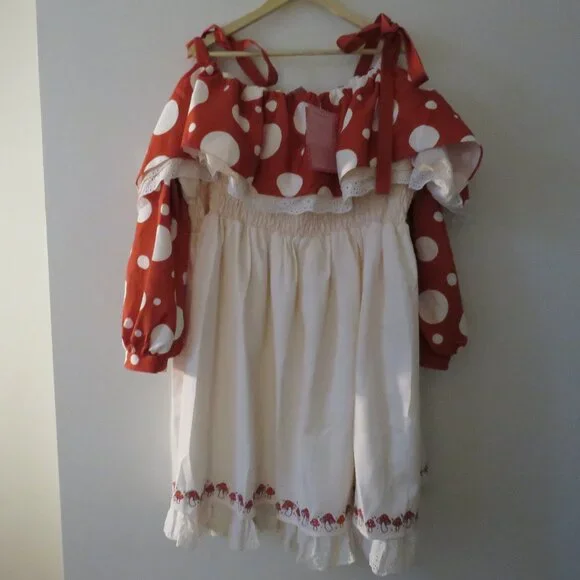 MOCHIPAN Amanita Long Mushroom Dress Whimsical Mushroomcore Coquette 4XL NWT - Picture 2 of 16